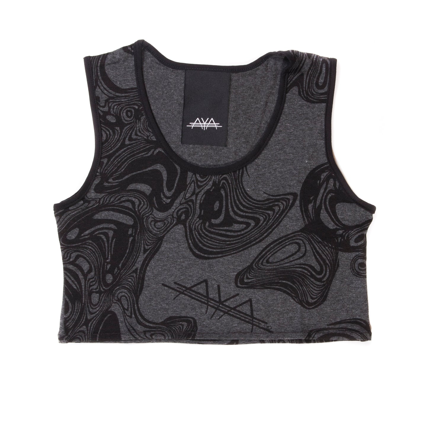 Katherine Crop Top Dark Printed Grey