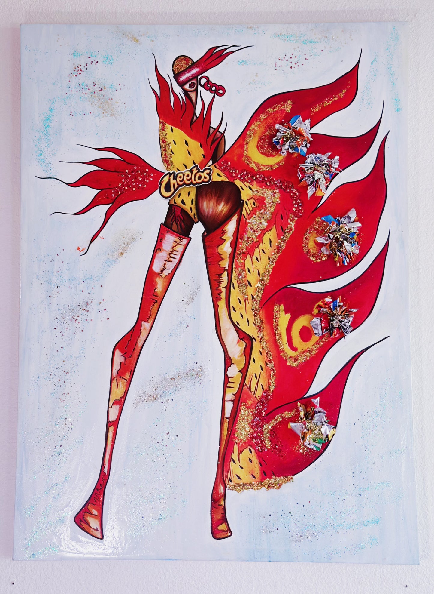Custom Order Queen Cheeta (Inspiration by Cheetos) – “Your Art Has Been Served” Queen Series | Mixed Media | Inspired by Cheetos®/ Exclusive Fine ART