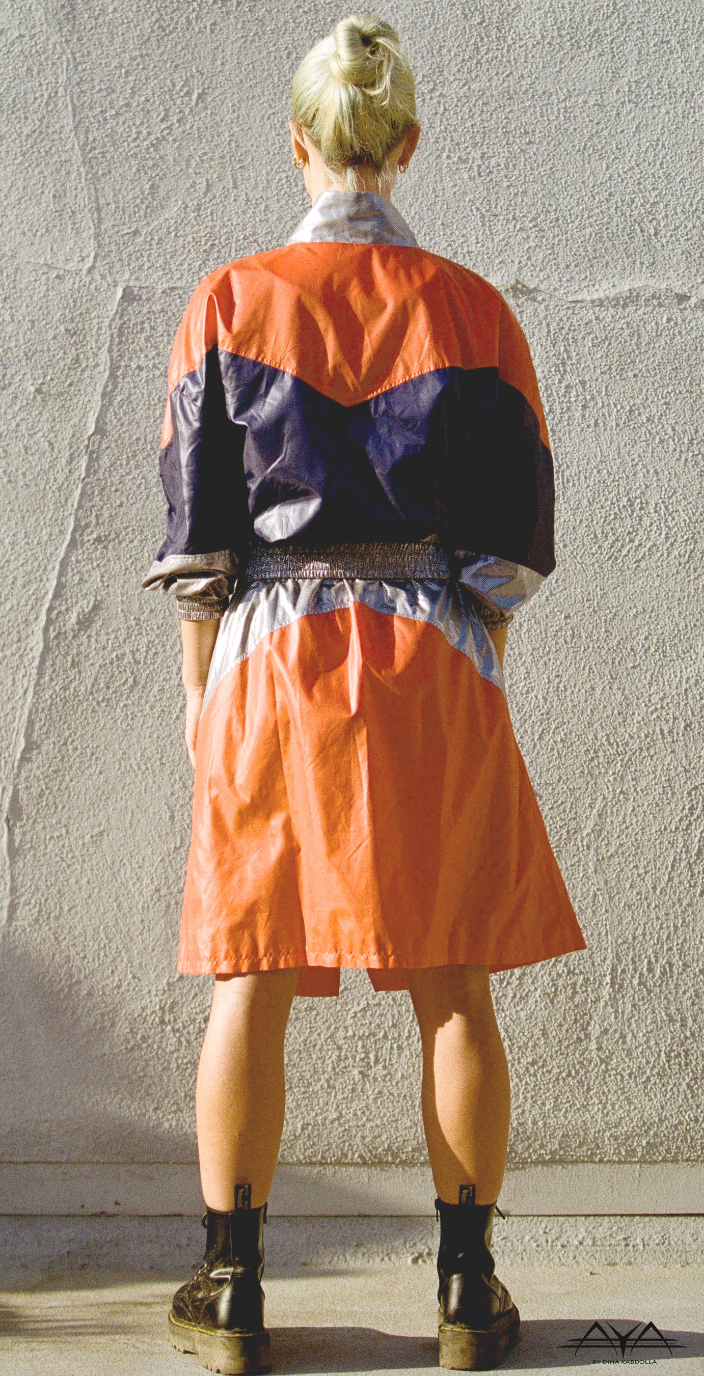 ORANGE TRACKSUIT DRESS WITH MULTI COLOR BLOCKS