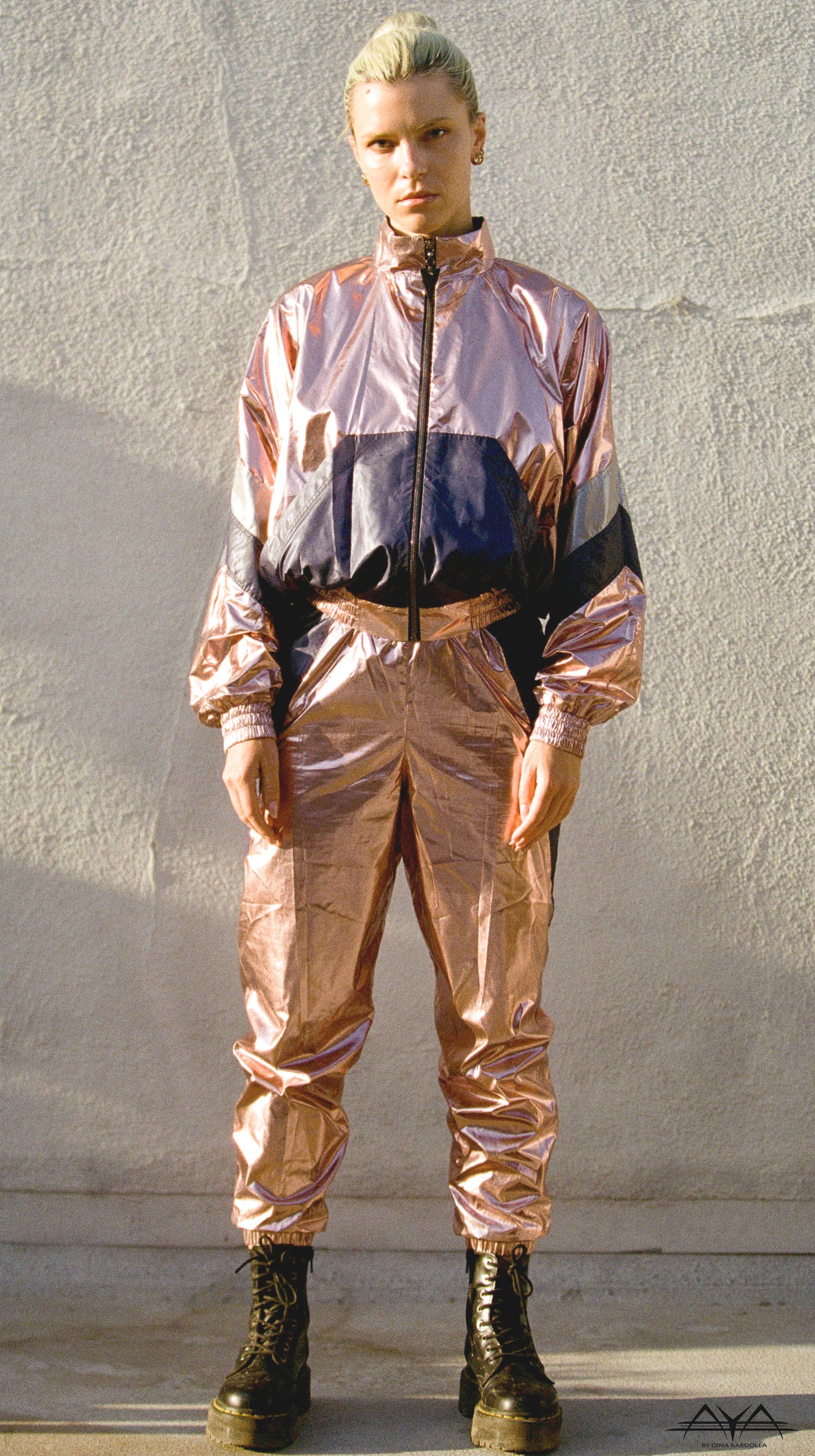 SHIMMERY ORANGE WITH MULTI COLOR BLOCKS