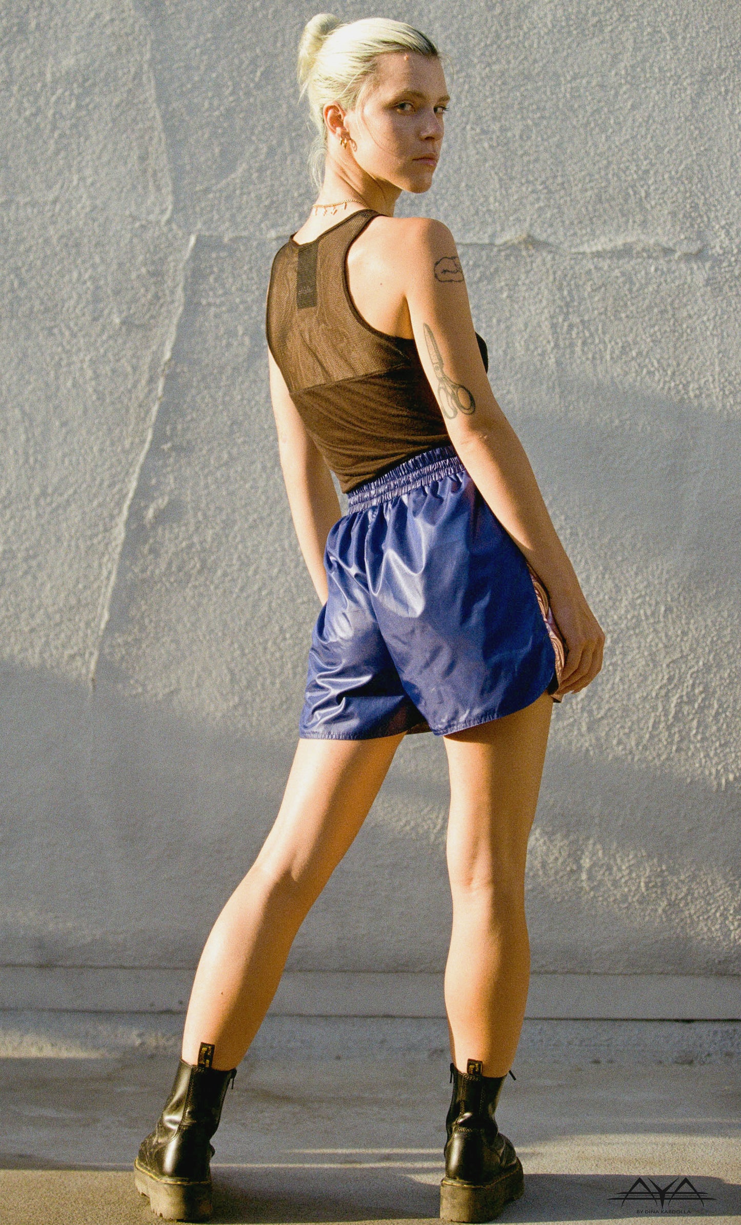 ASYMMETRIC FRONT SHORTS/SKIRT WITH MULTI COLOR BLOCKS