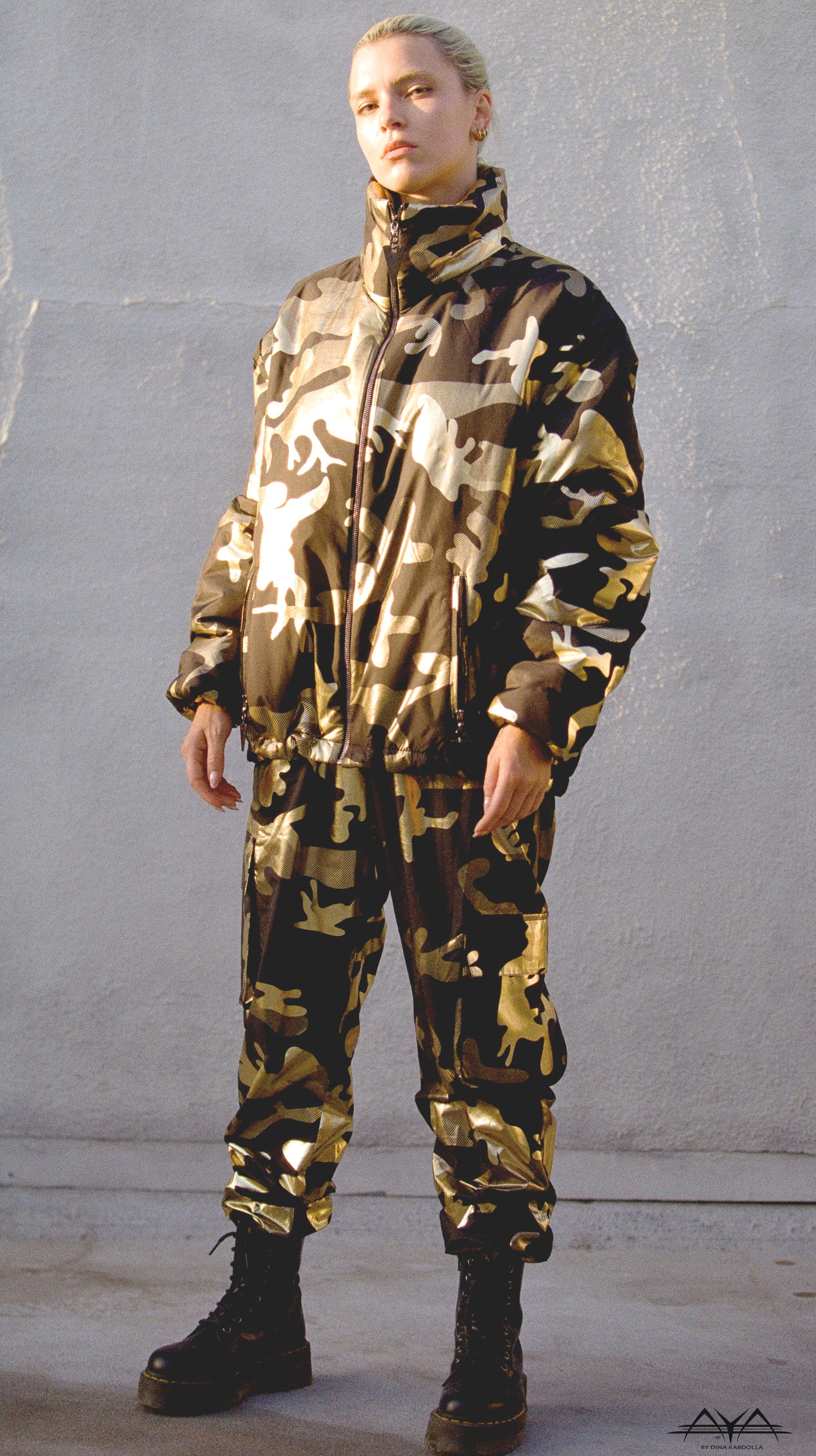 CAMO BLACK/GOLD BOMBER JACKET