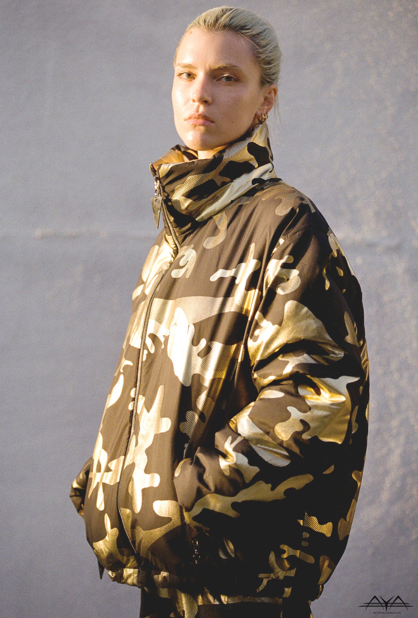 CAMO BLACK/GOLD BOMBER JACKET