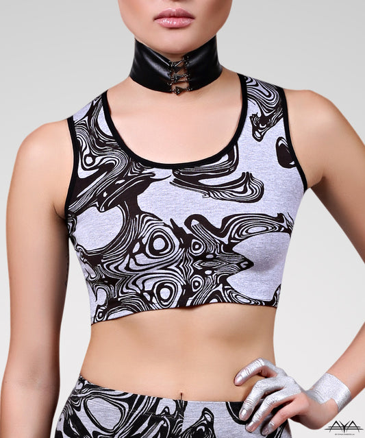 Katherine Crop Top Light Printed Grey