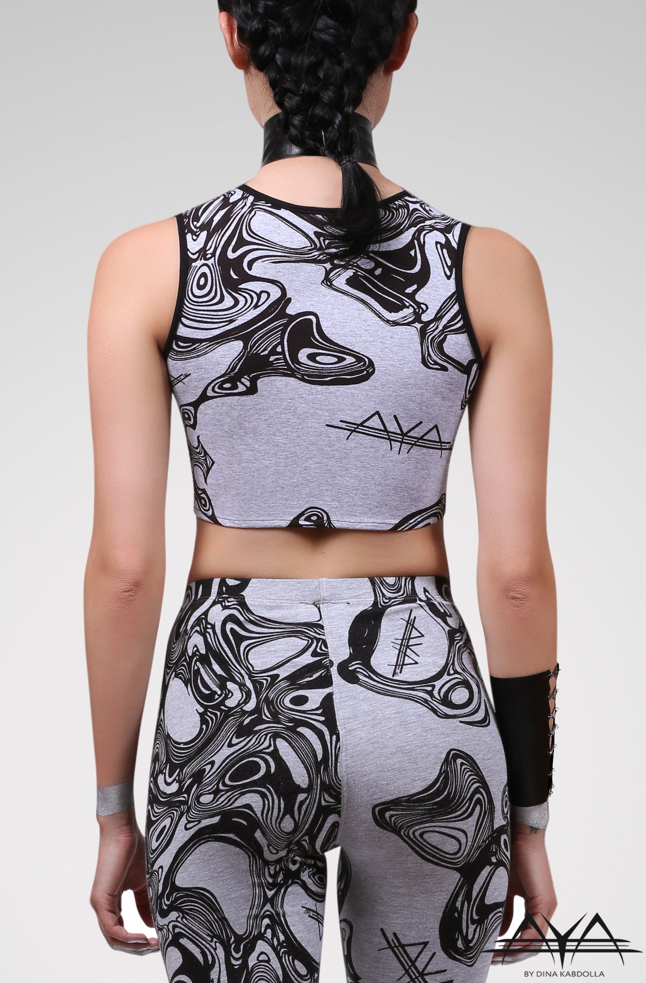 Katherine Crop Top Light Printed Grey