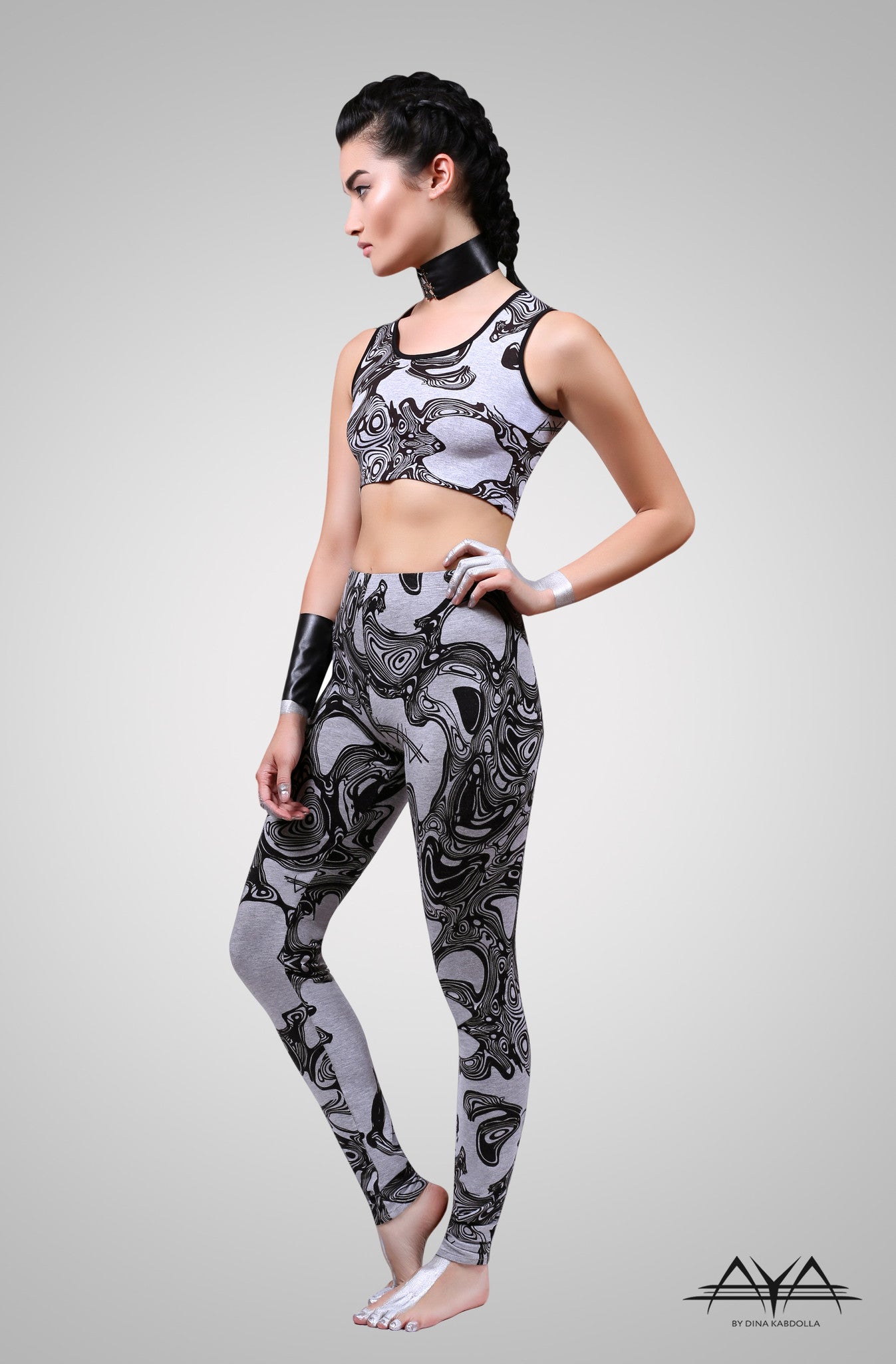 Katherine Crop Top Light Printed Grey