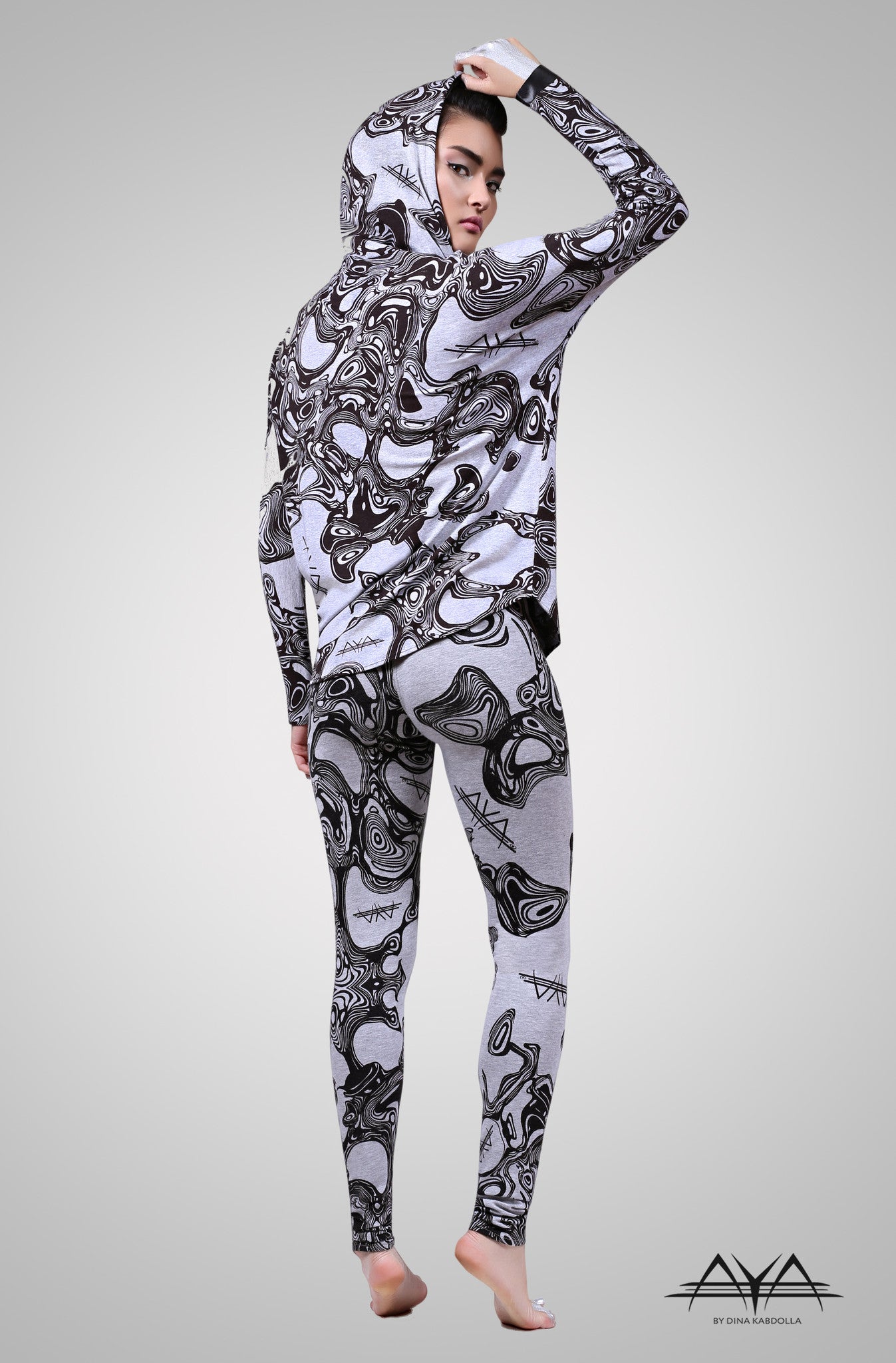 Unisex Printed Hoodie Light Grey