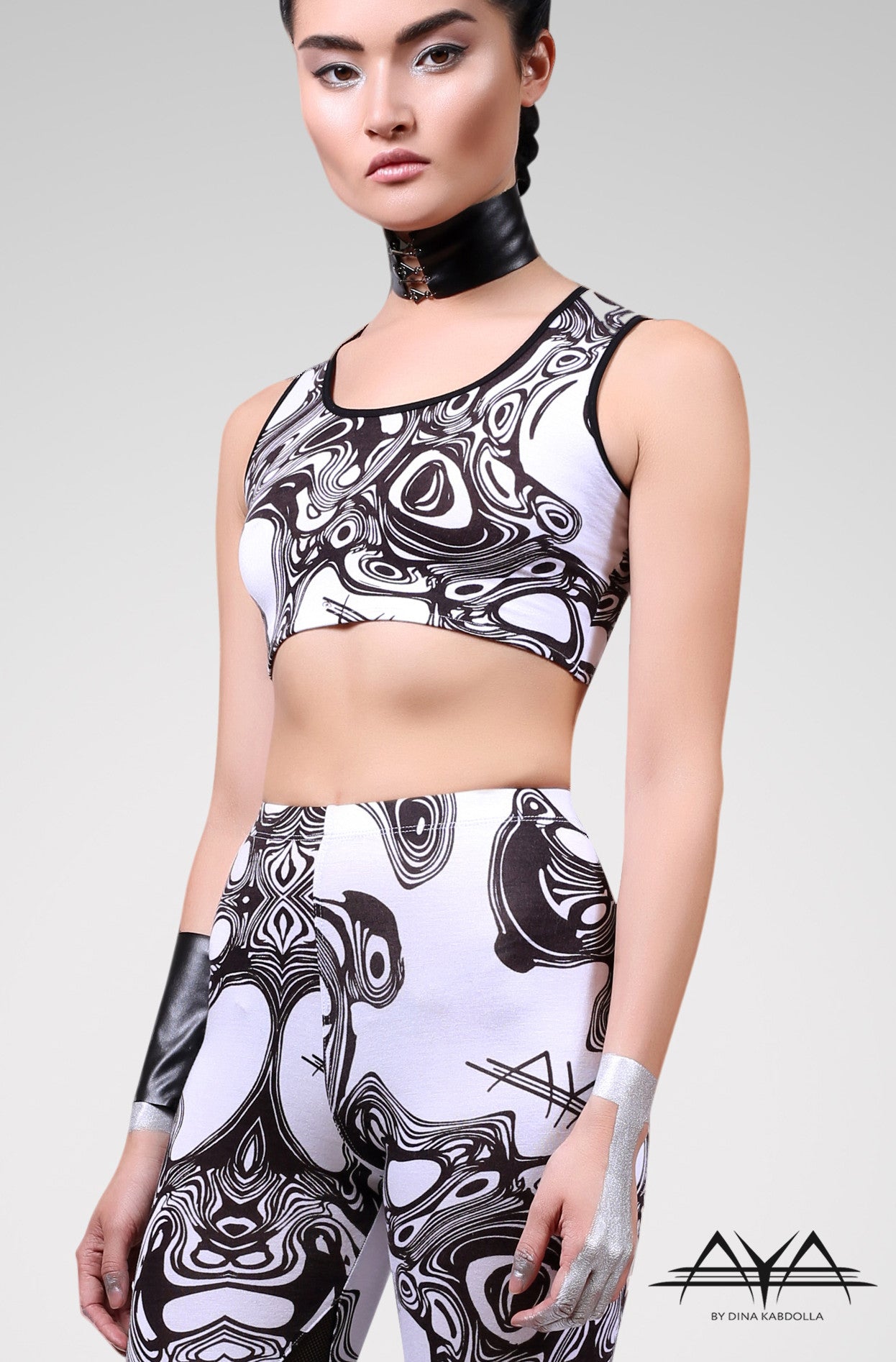 Katherine Crop Top Printed Black