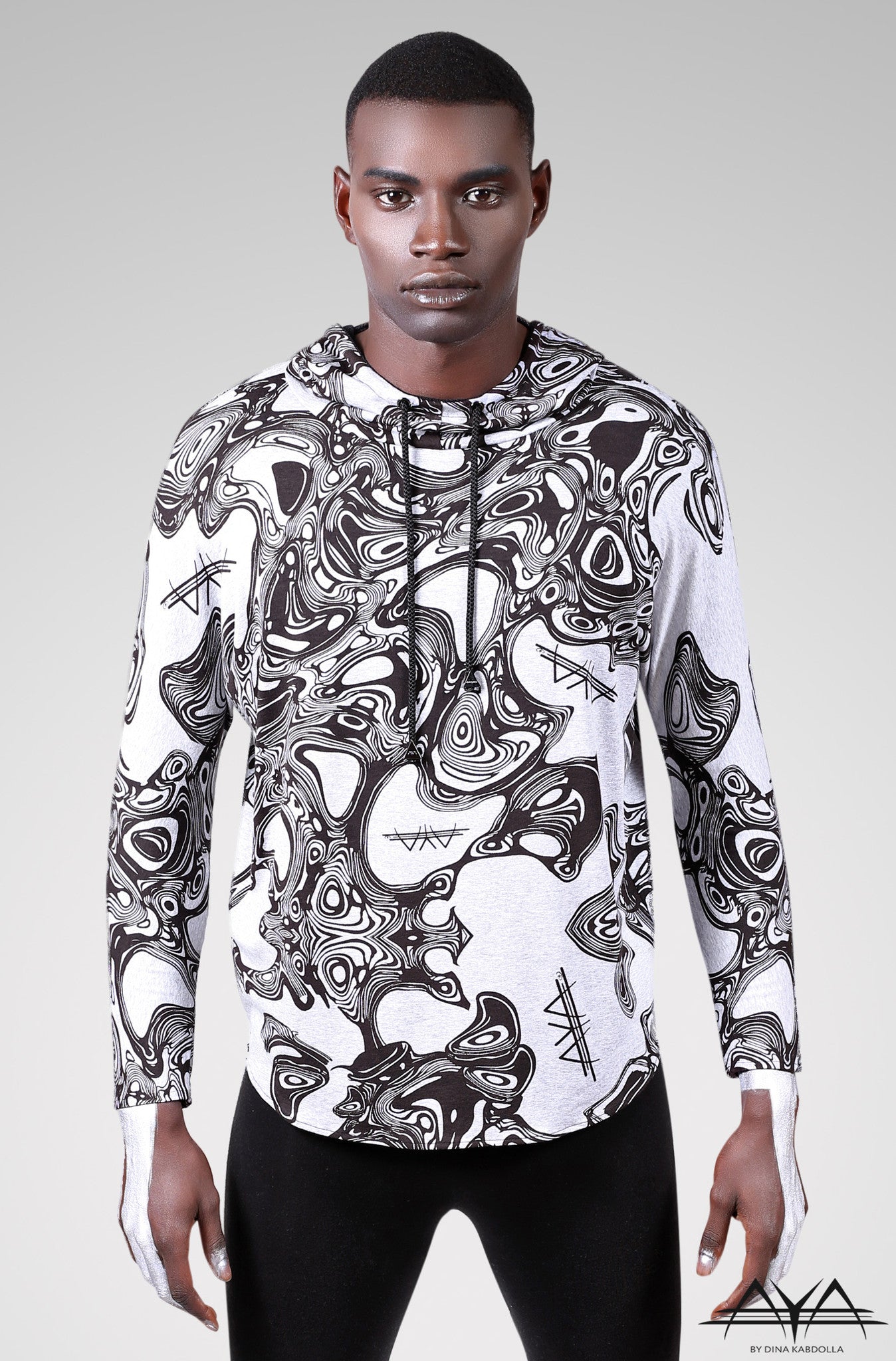 Unisex Printed Hoodie Light Grey
