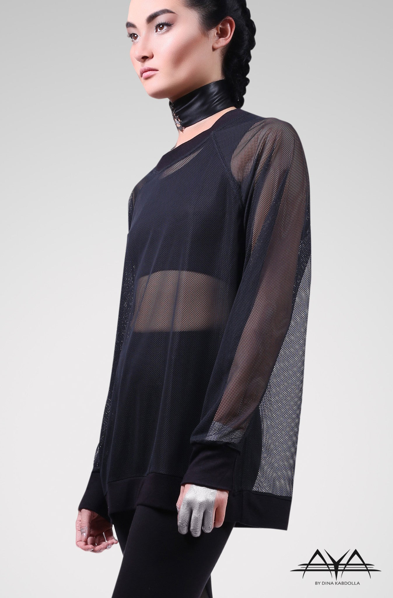 Unisex Mesh Sweat Shirt Noir