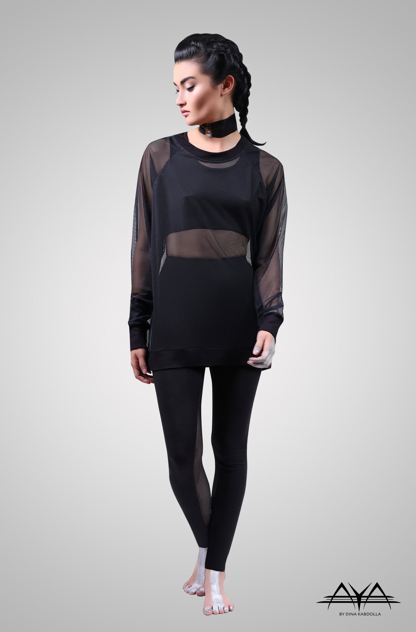 Unisex Mesh Sweat Shirt Noir