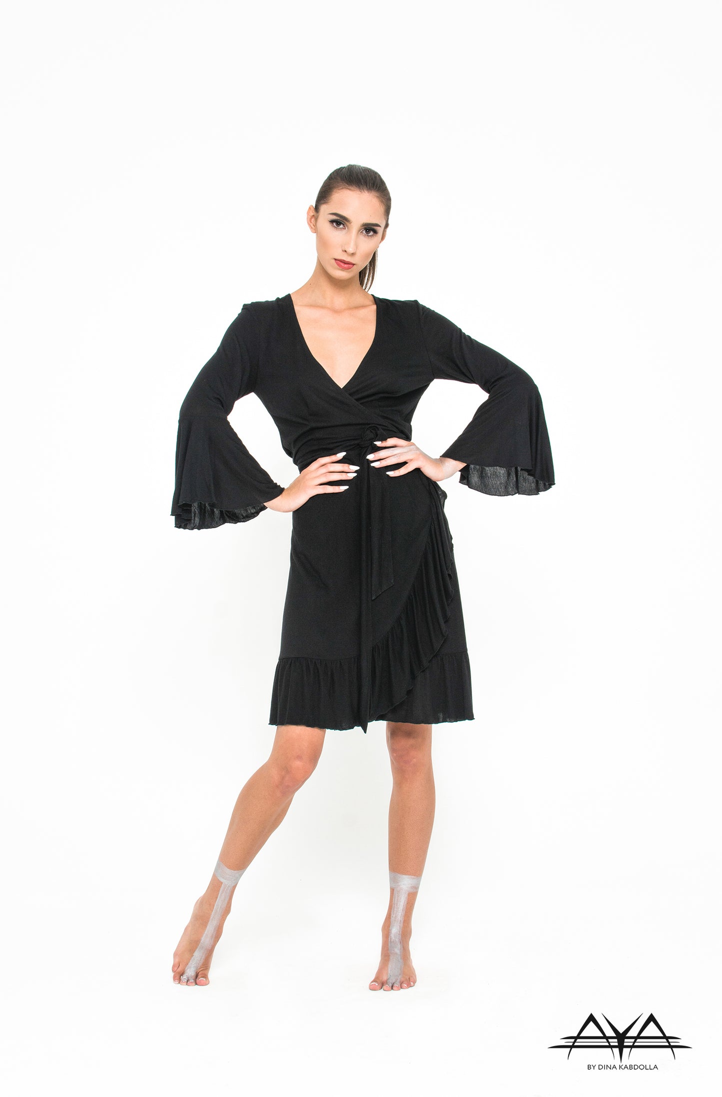 FLARED OVERWRAP DRESS