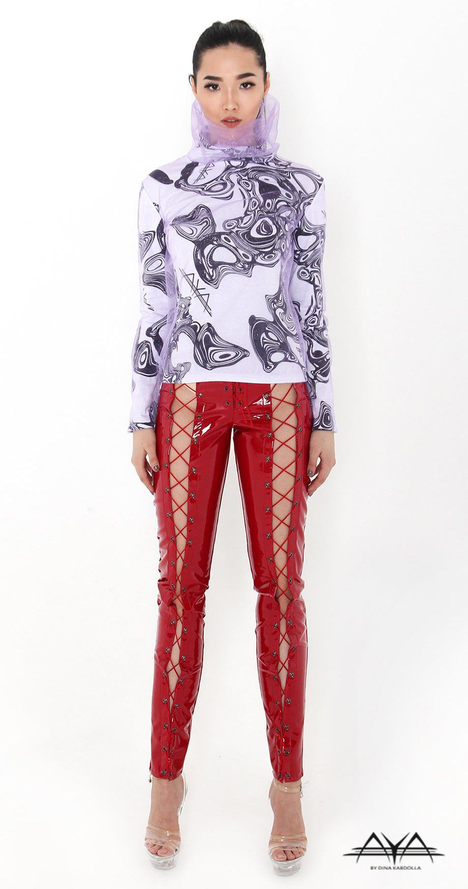 FRONT LACE UP VYNIL PANT