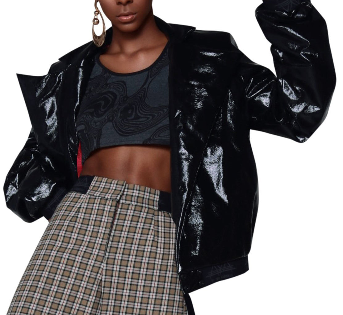 Marcelle Vinyl Bomber Jacket
