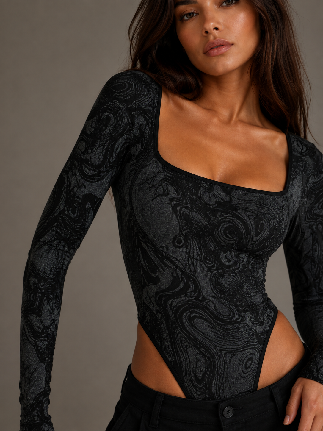 AYA Signature Print Square-Neck Bodysuit