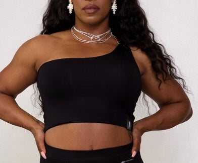 AyA by DK One Shoulder Crop Top