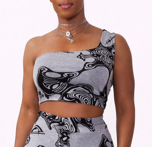 AyA by DK One Shoulder Crop Top