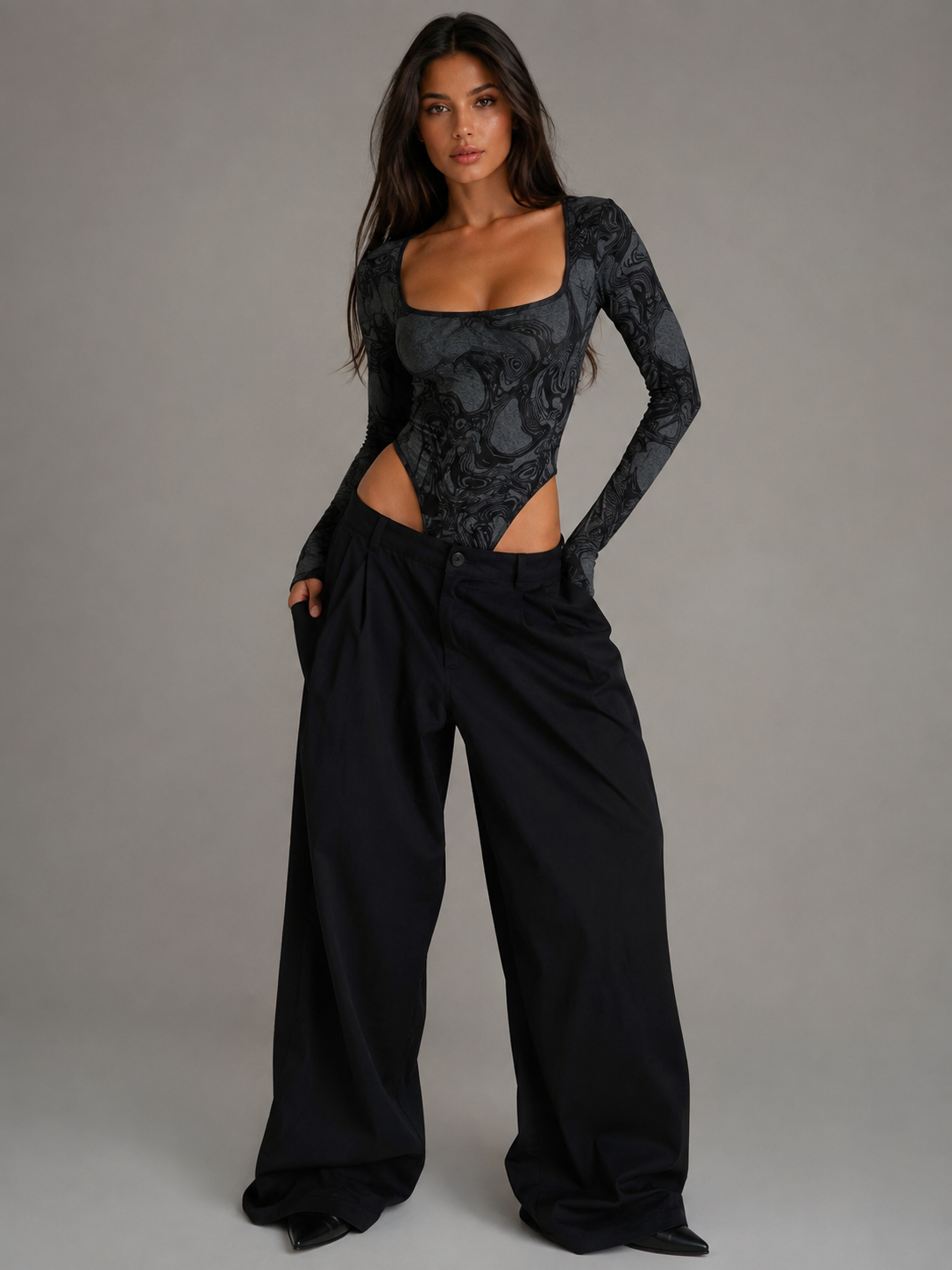 AYA Signature Print Square-Neck Bodysuit