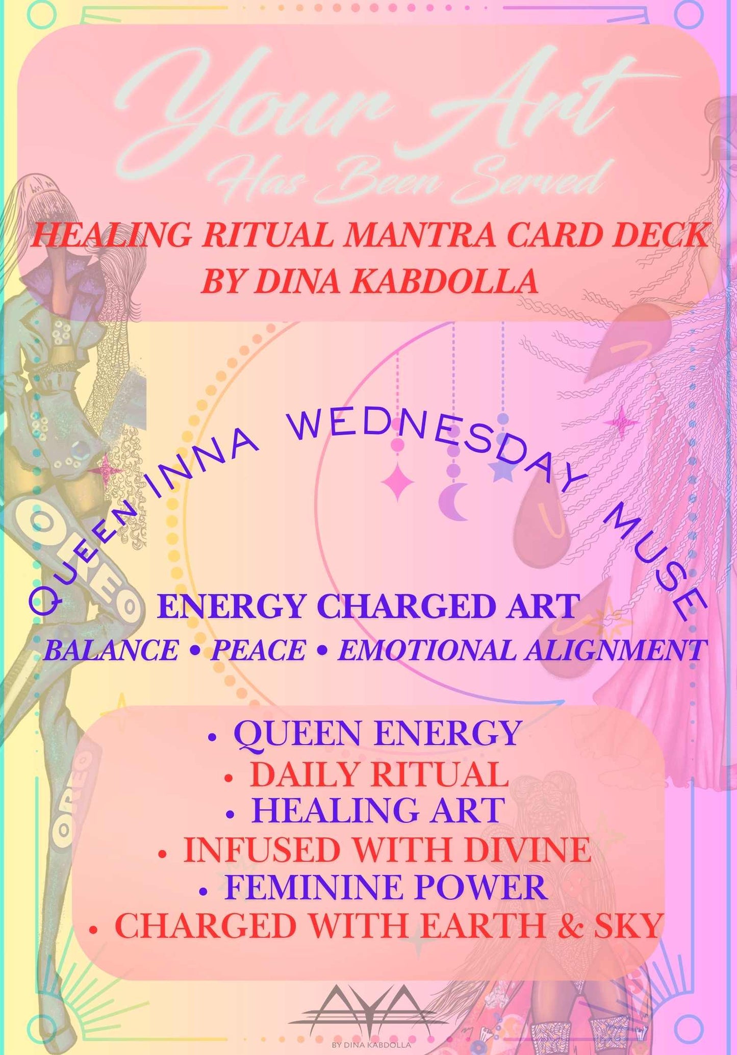 Queen Inna Inspired by In & Out Energy Mantra Card | Your Art Has Been Served™ | Divine Healing Digital Ritual by AYA by DK