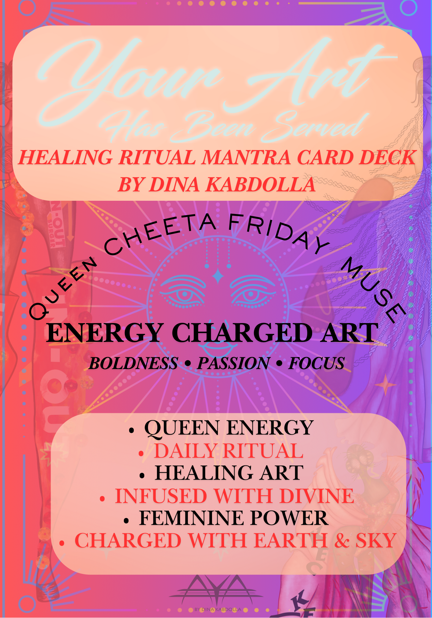 Queen Cheeta Inspired by Cheetos Energy Mantra Card | Confidence & Divine Healing Ritual | Your Art Has Been Served™ by AYA by DK