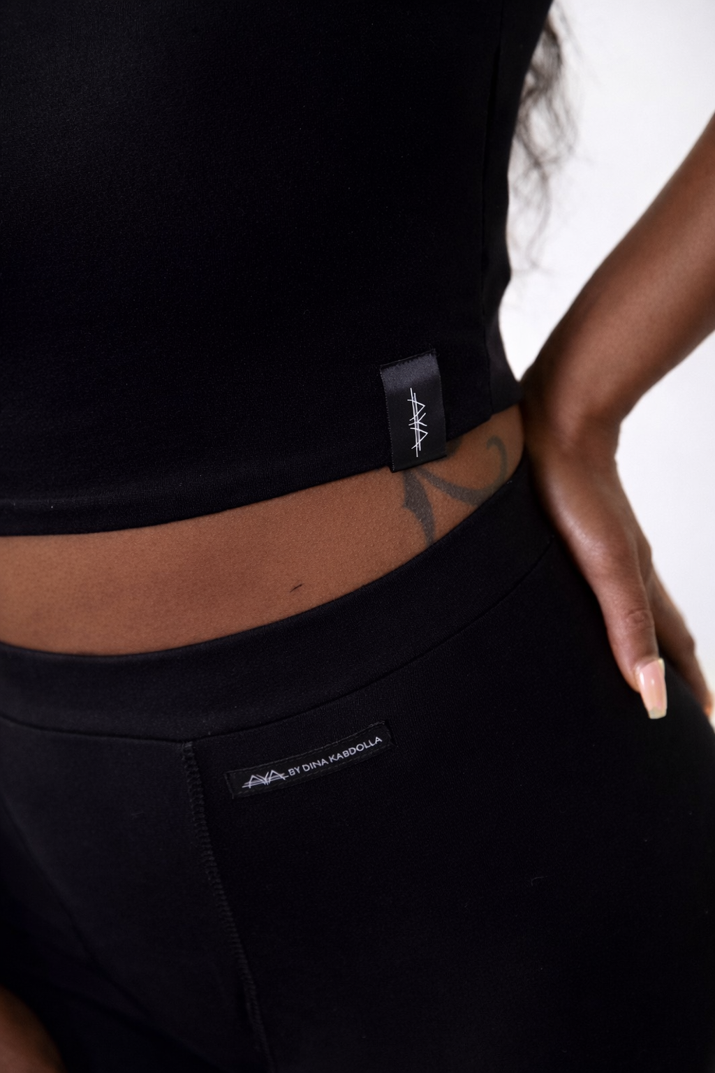 AYA by DK Black One-Shoulder Sculpt Top & High-Waist Leggings Set