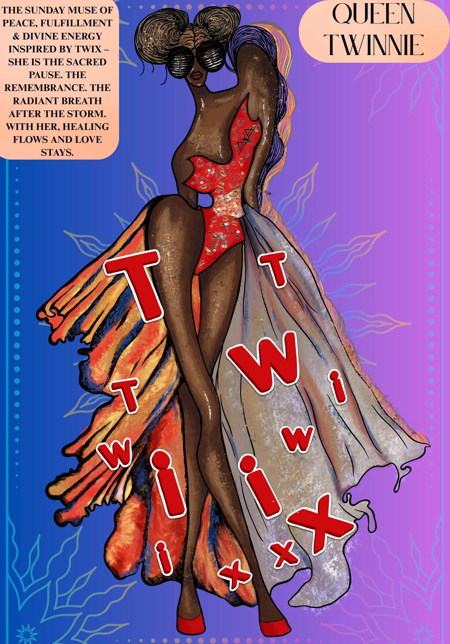 Queen Twinnie Inspired by Twix Energy Mantra Card | Confidence & Divine Healing Ritual | Your Art Has Been Served™ by AYA by DK
