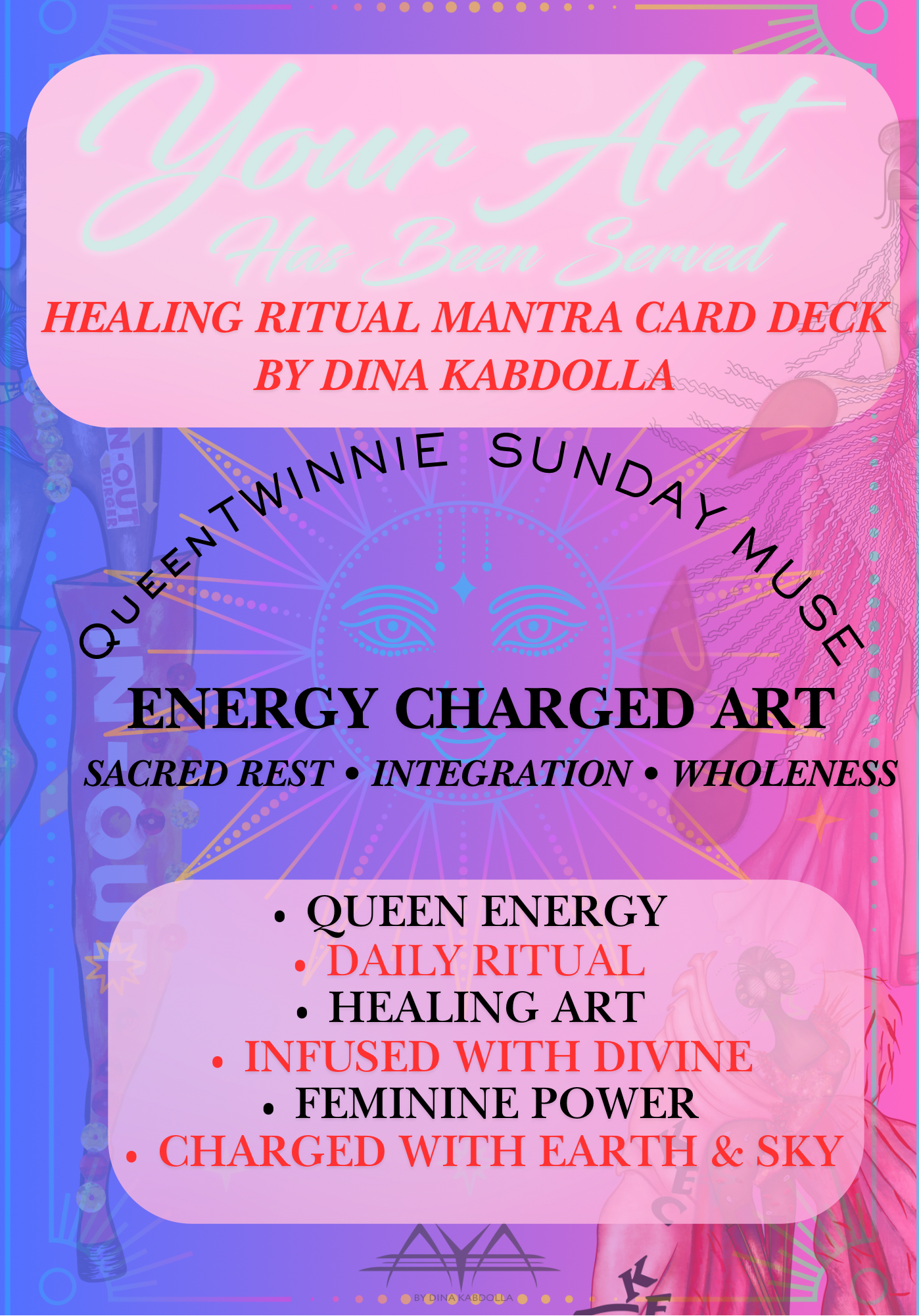 Queen Twinnie Inspired by Twix Energy Mantra Card | Confidence & Divine Healing Ritual | Your Art Has Been Served™ by AYA by DK