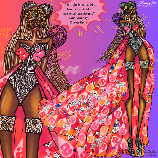 Queen Stella, (Starburst Inspired) Energy Mantra Card | Confidence & Divine Healing Ritual | Your Art Has Been Served™ by AYA by DK