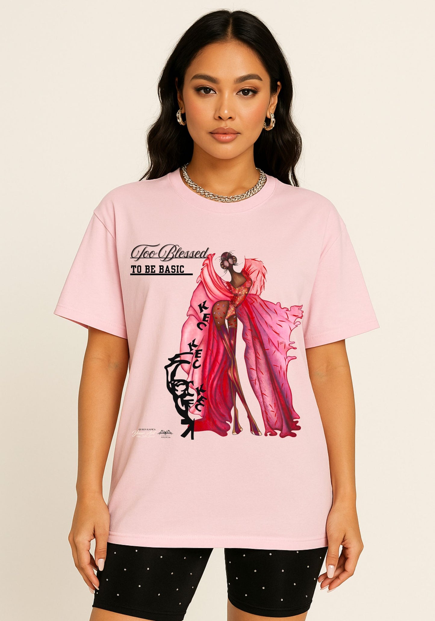 KaFiCa Queen “Too Blessed To Be Basic™” T-Shirt | KFC-Inspired Faith Tee | Eco-Art Streetwear | AYA by DK