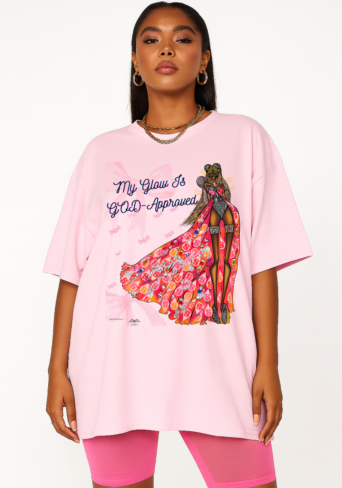 Stella Queen “My Glow Is God Approved™” T-Shirt – AYA by DK | Starburst-Inspired Sustainable Faith Fashion