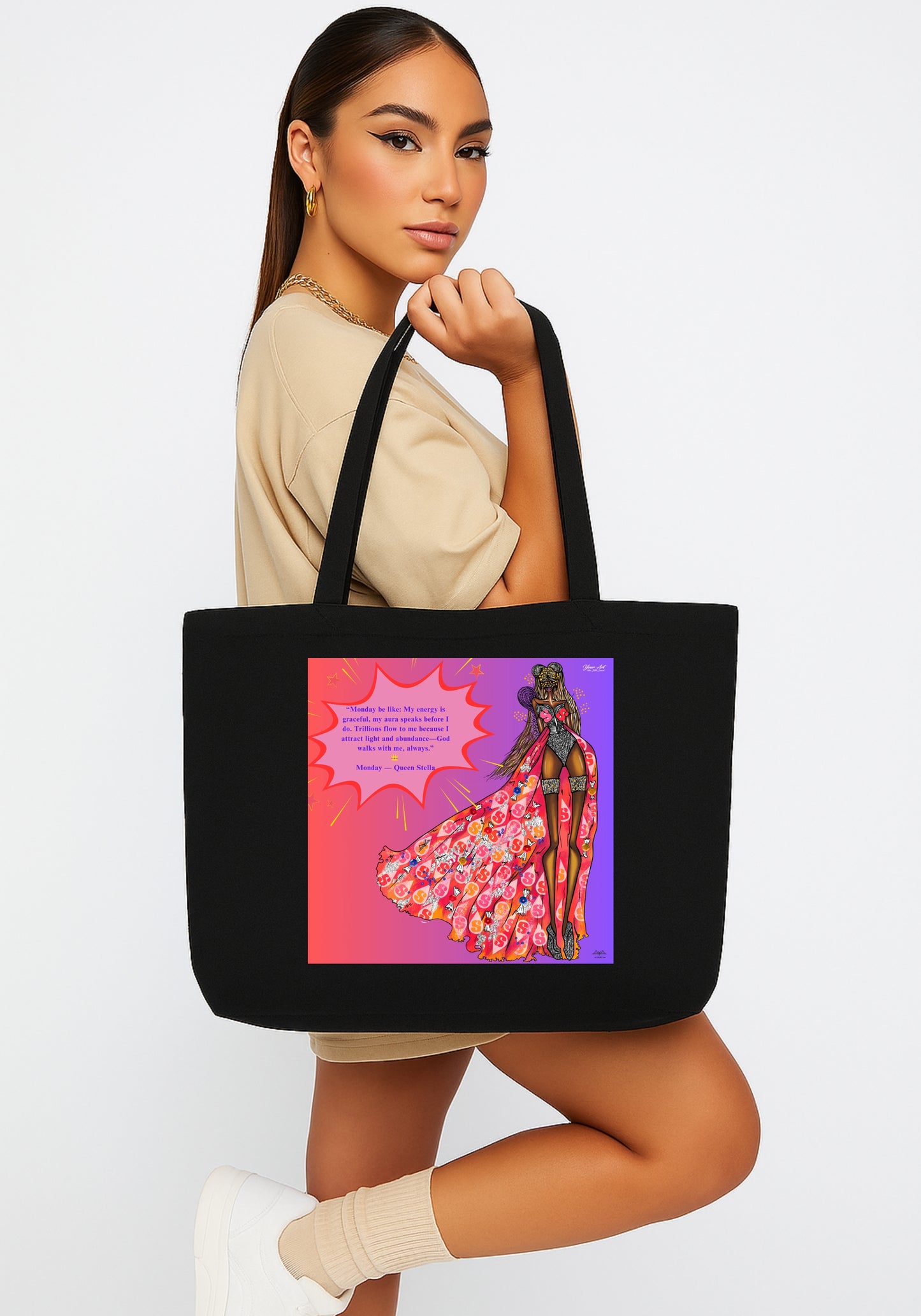 Queen Stella Inspired by Starburst Organic Cotton Tote Bag – Sustainable Art Tote | Your Art Has Been Served