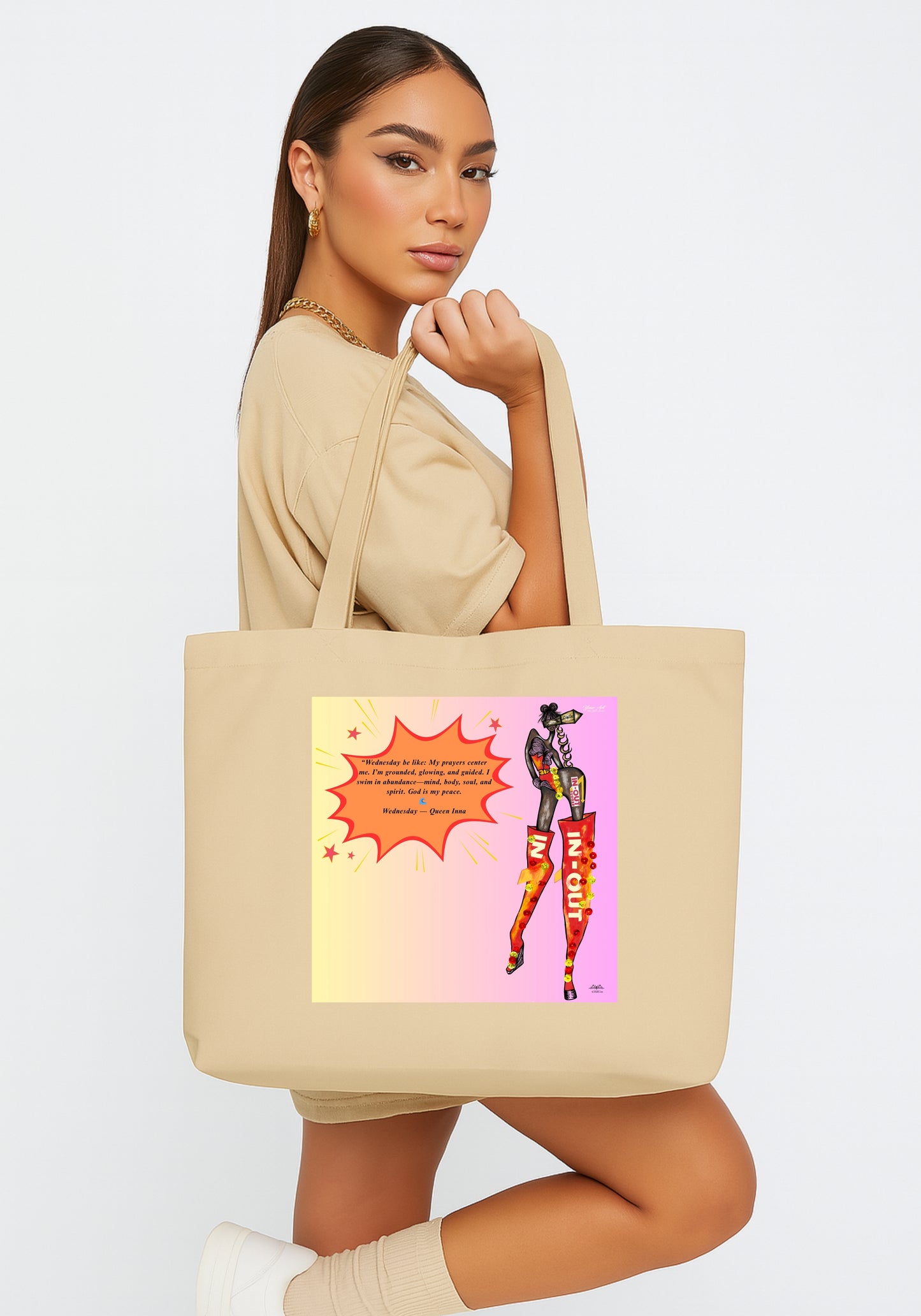 Queen Inna Inspired by In & Out  Organic Cotton Tote Bag – Sustainable Art Tote | Your Art Has Been Served