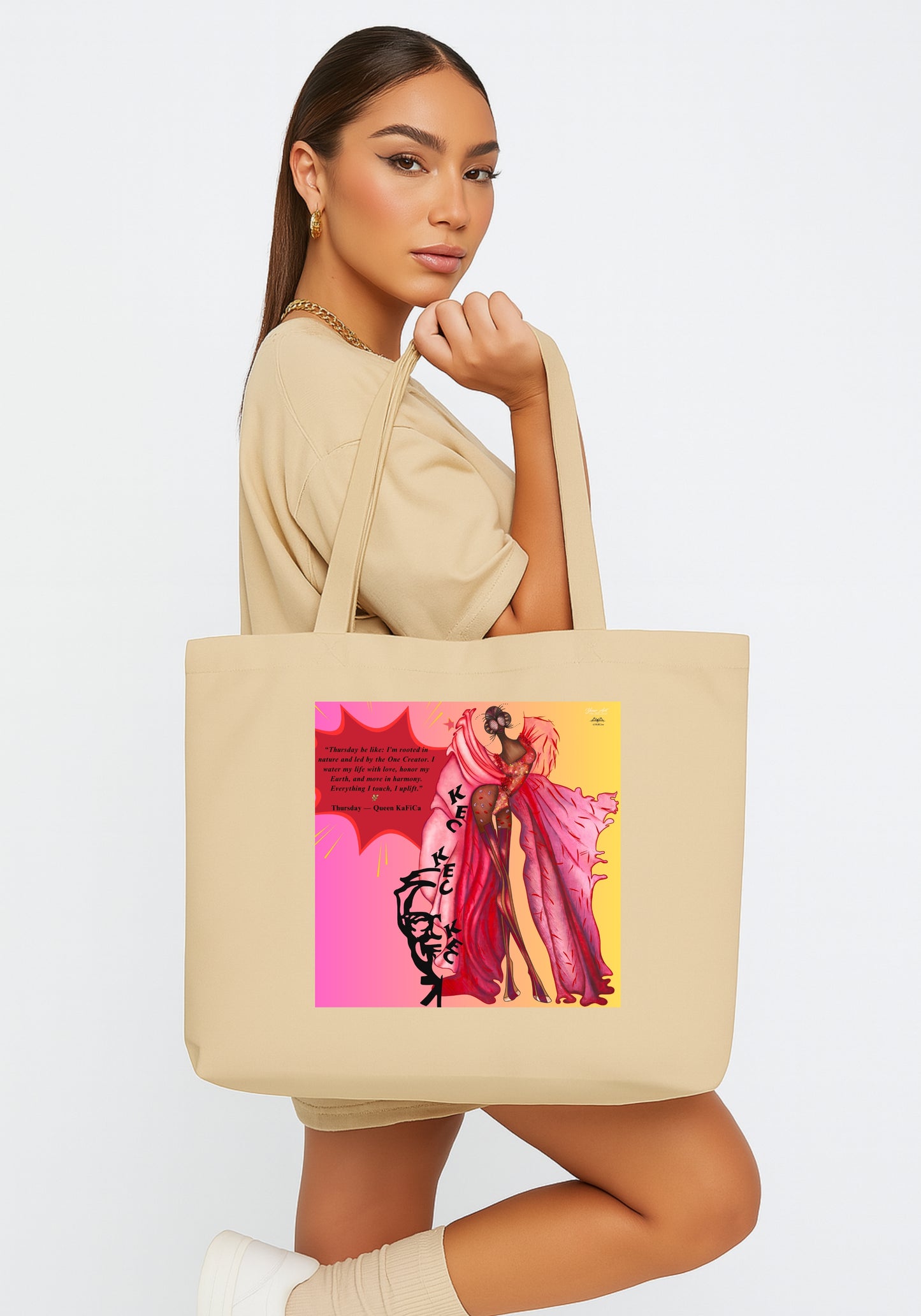 Queen Kafica Inspired by KFC Organic Cotton Tote Bag – Sustainable Art Tote | Your Art Has Been Served