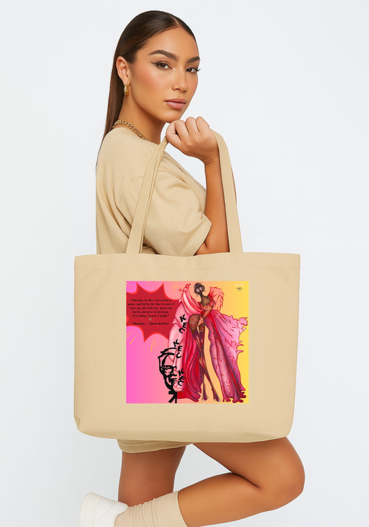Queen Kafica Inspired by KFC Organic Cotton Tote Bag – Sustainable Art Tote | Your Art Has Been Served