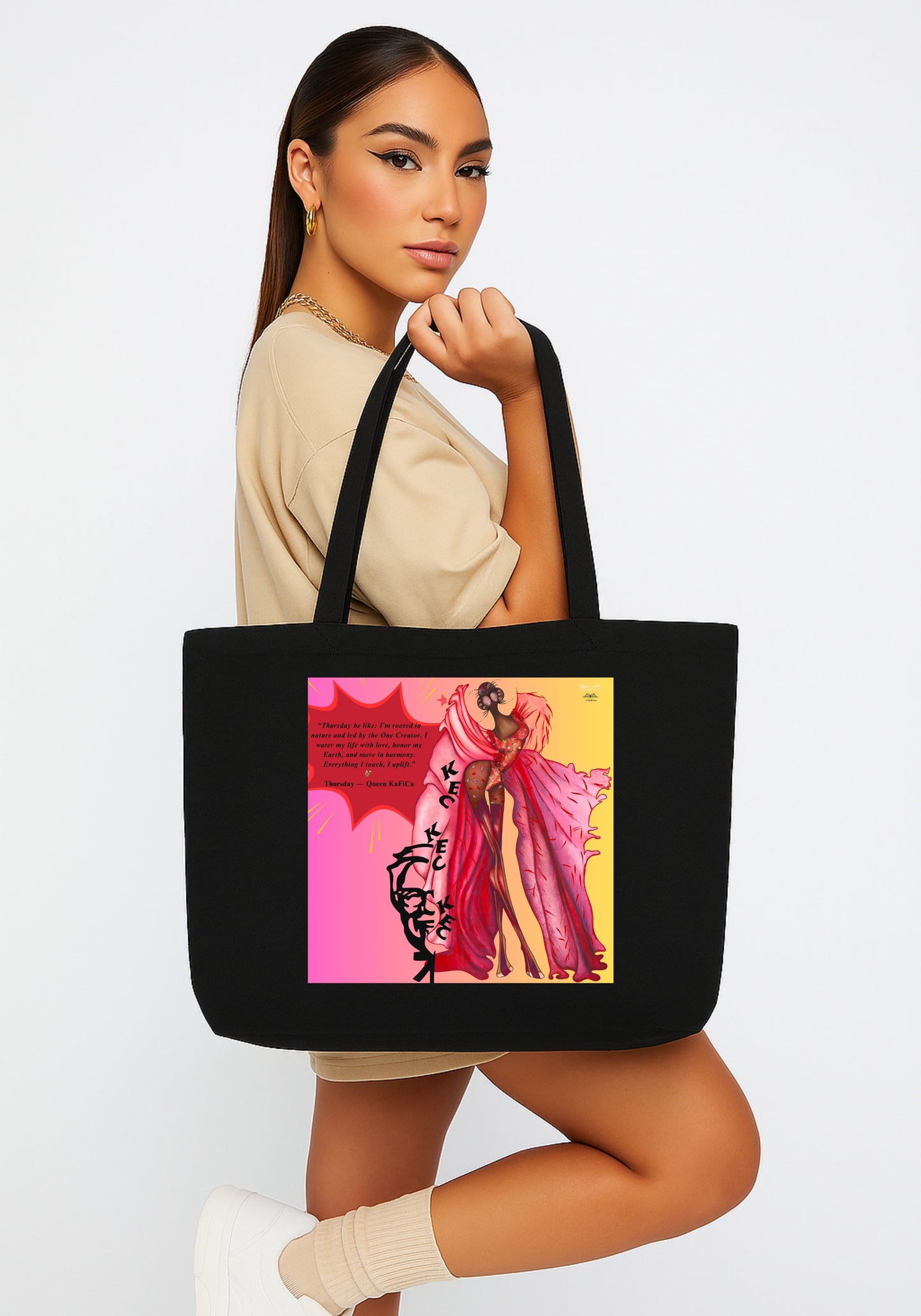 Queen Kafica Inspired by KFC Organic Cotton Tote Bag – Sustainable Art Tote | Your Art Has Been Served
