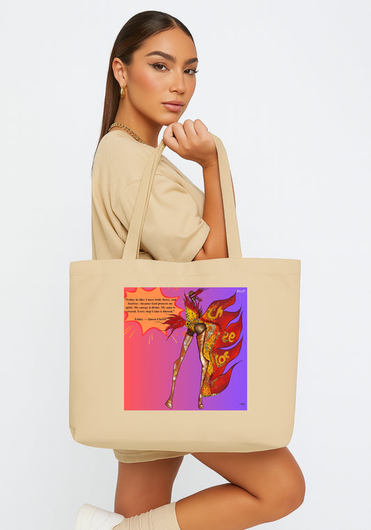 Queen Cheeta Inspired by Cheetos Organic Cotton Tote Bag | Sustainable Art Tote by Dina Kabdolla