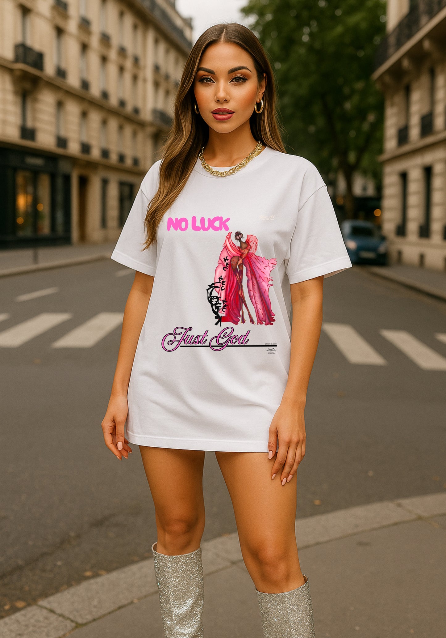 No Luck Just God™ T-Shirt – KaFiCa Queen Edition |KFC Inspired Art |T-Shirt | AYAb y DK Faith Streetwear