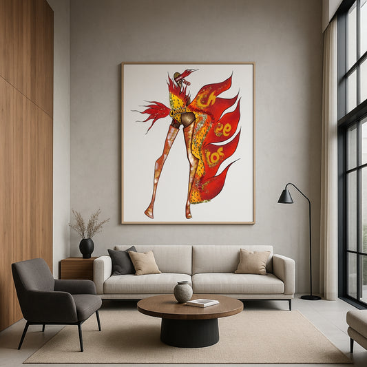 Custom Order Queen Cheeta (Inspiration by Cheetos) – “Your Art Has Been Served” Queen Series  | Mixed Media | Inspired by Cheetos®/ Exclusive Fine ART
