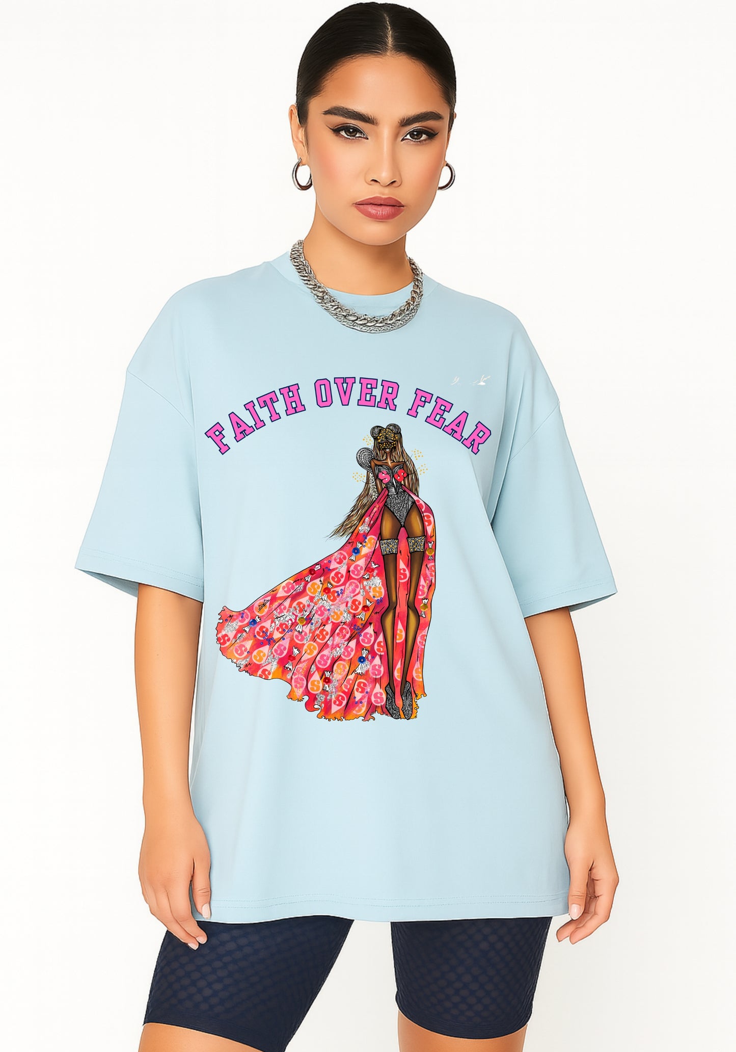 Stella Queen “Faith Over Fear™” T-Shirt | Starburst-Inspired Christian Tee | Faith Streetwear | Eco-Art Fashion | AYA by DK