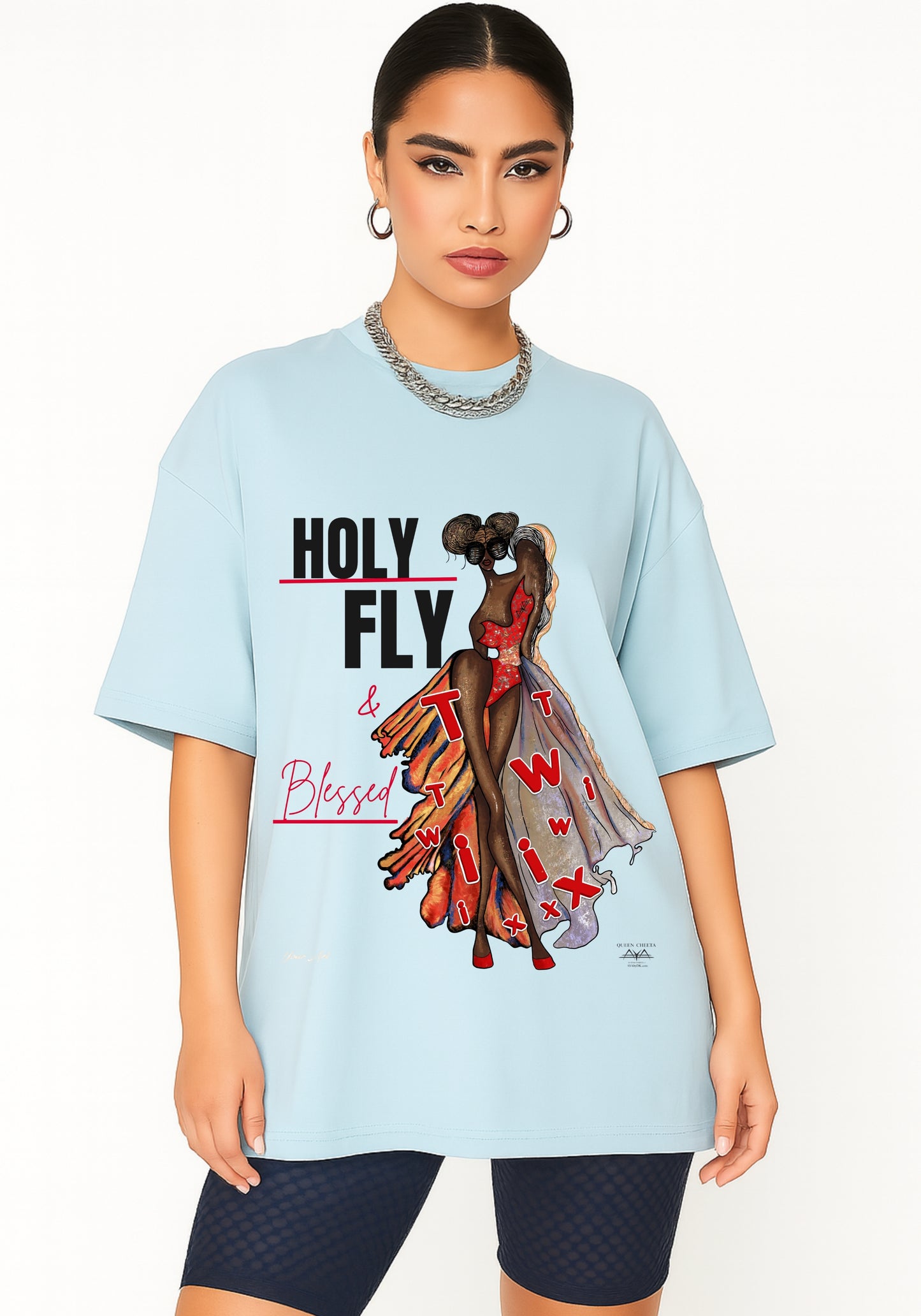Twinnie Queen “Holy & Fly Blessed™” T-Shirt | Twix-Inspired Christian Tee | Faith Streetwear | Eco-Art Fashion | AYA by DK