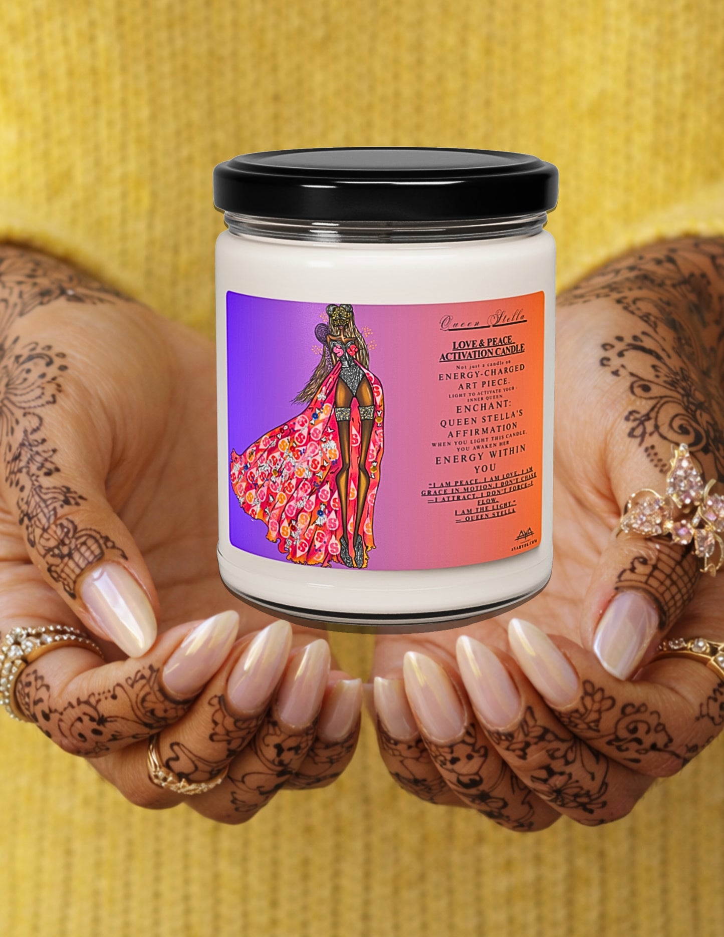 Queen Stella Inspired by Starburst Ritual Soy Candle | Faith-Inspired Sustainable Art Candle | Your Art Has Been Served™ by AYA by DK