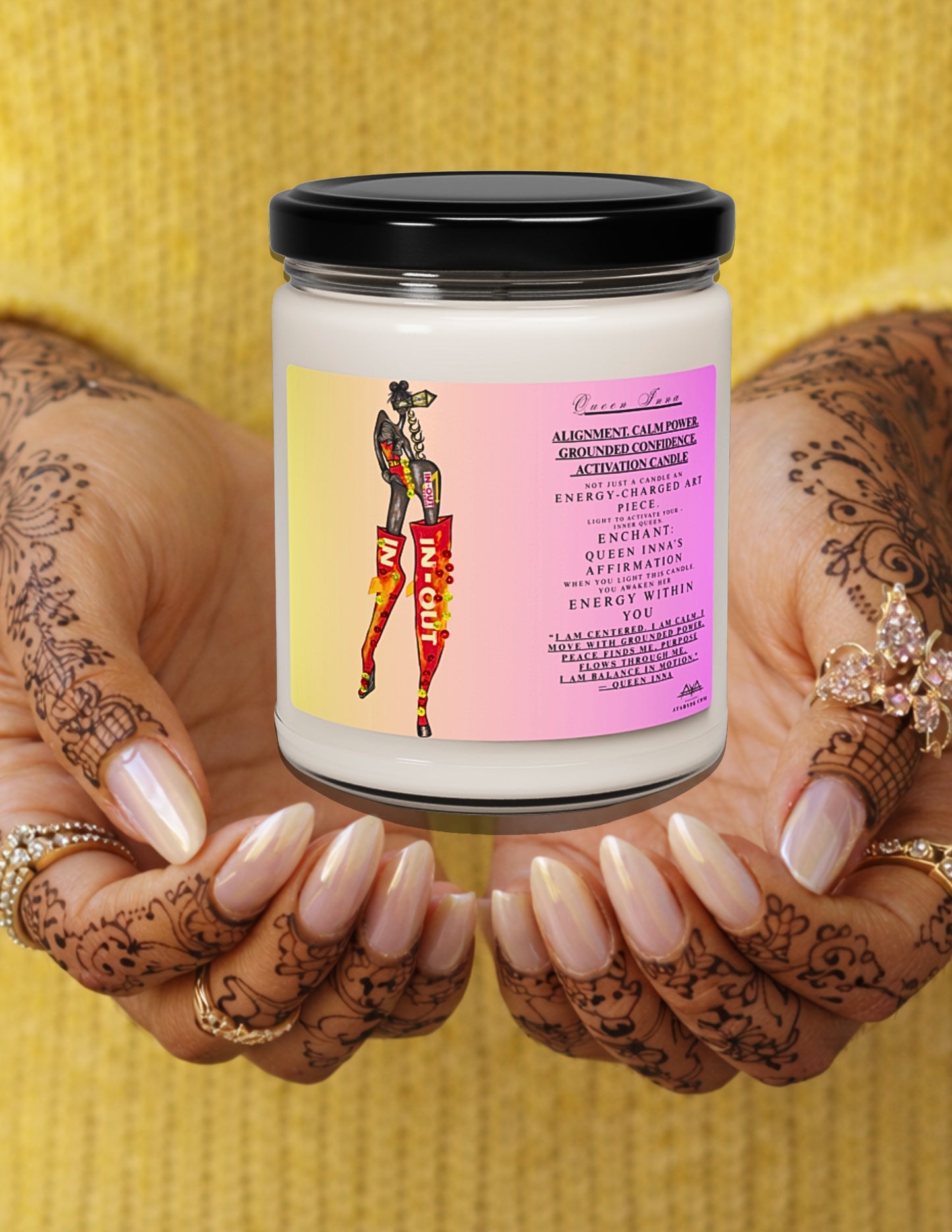 Queen Inna Inspired by IN&OUT Ritual Soy Candle | Faith-Inspired Sustainable Art Candle | Your Art Has Been Served™ by AYA by DK