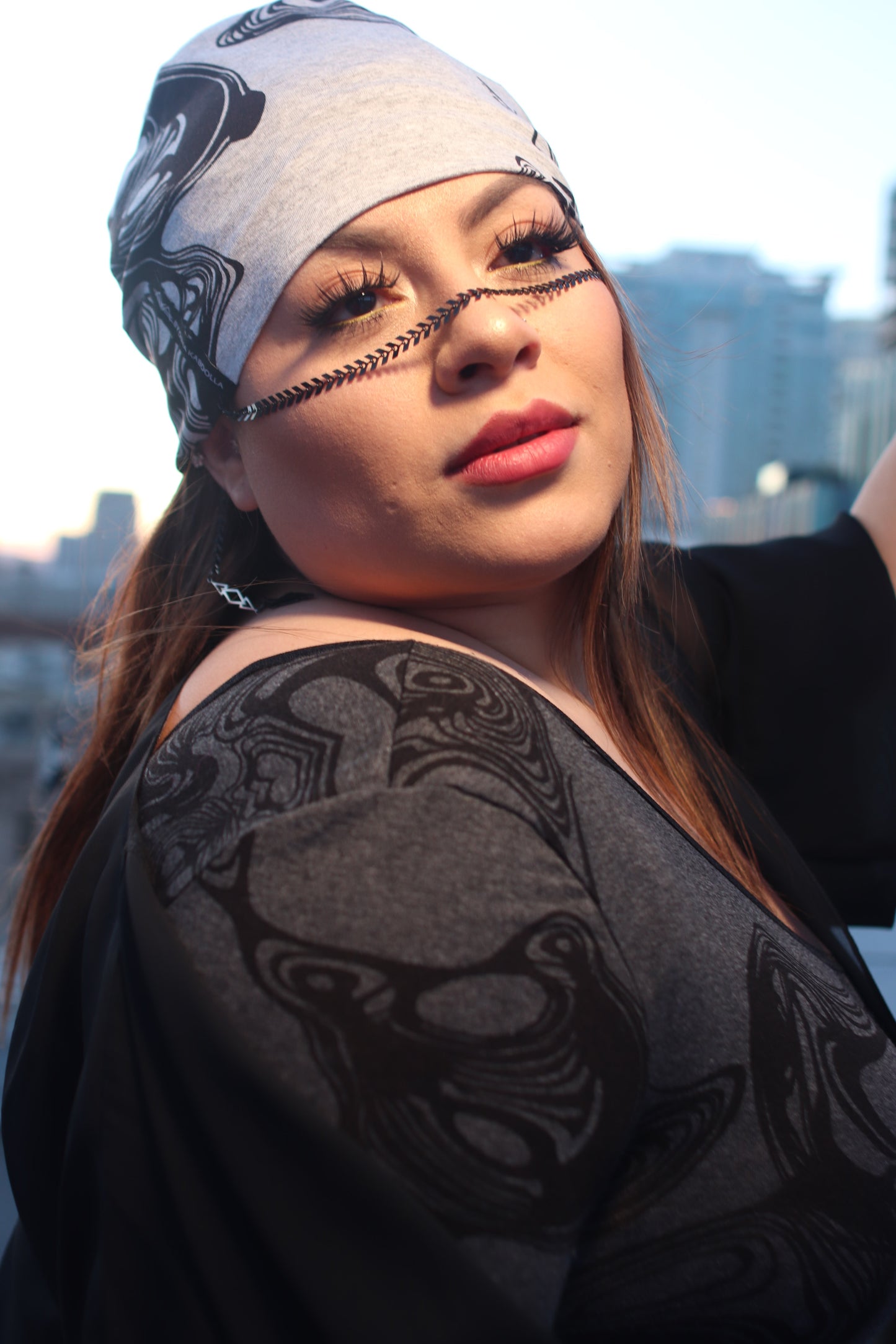 Unisex AyA Printed Grey Jersey Beanie