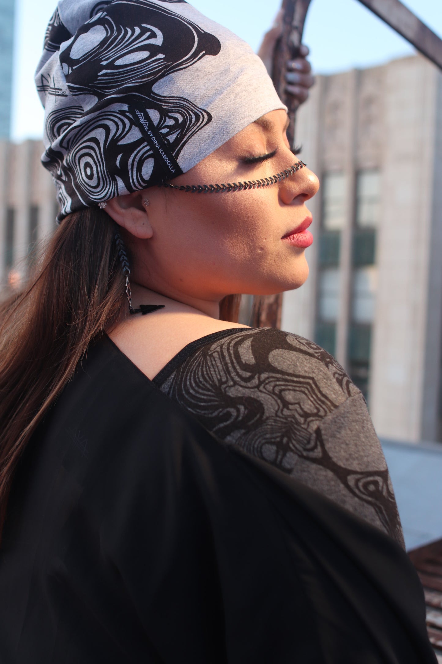 Unisex AyA Printed Grey Jersey Beanie