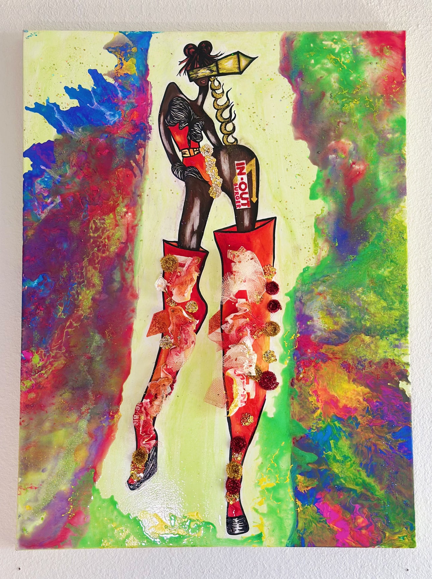 Custom Order Queen Inna  – “Your Art Has Been Served” Queen Series | Mixed Media | Inspired by In-N-Out®  | Exclusive ART