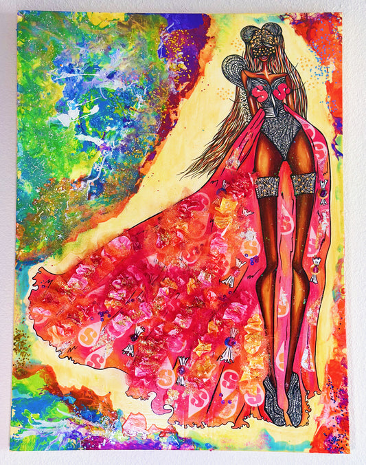 Queen Stella (Inspired by Starburst) 30” x 40” | Mixed Media |Original Printed Art Copy | Exclusive ART