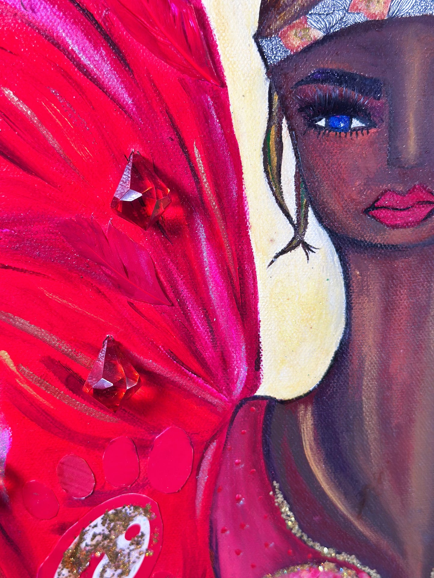 Queen Chicka Original Painting — “Feed the Heart, Heal the Earth” | Sustainable Mixed Media Art | Eco-Fashion Artwork by AYA by DK