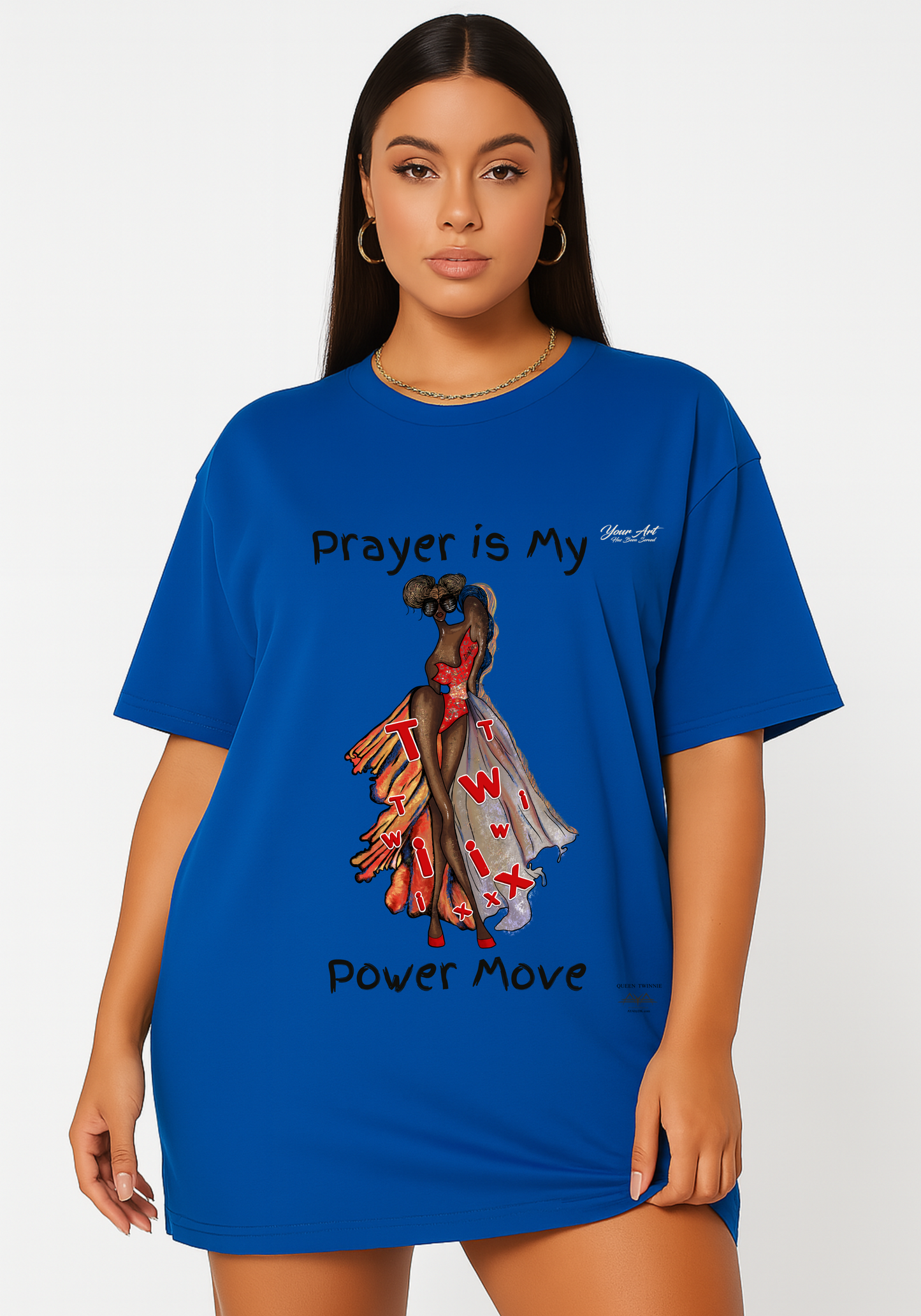 Twinnie Queen “Prayer Is My Power Move™” T-Shirt | Twix-Inspired Faith Tee | Christian Streetwear | AYA by DK