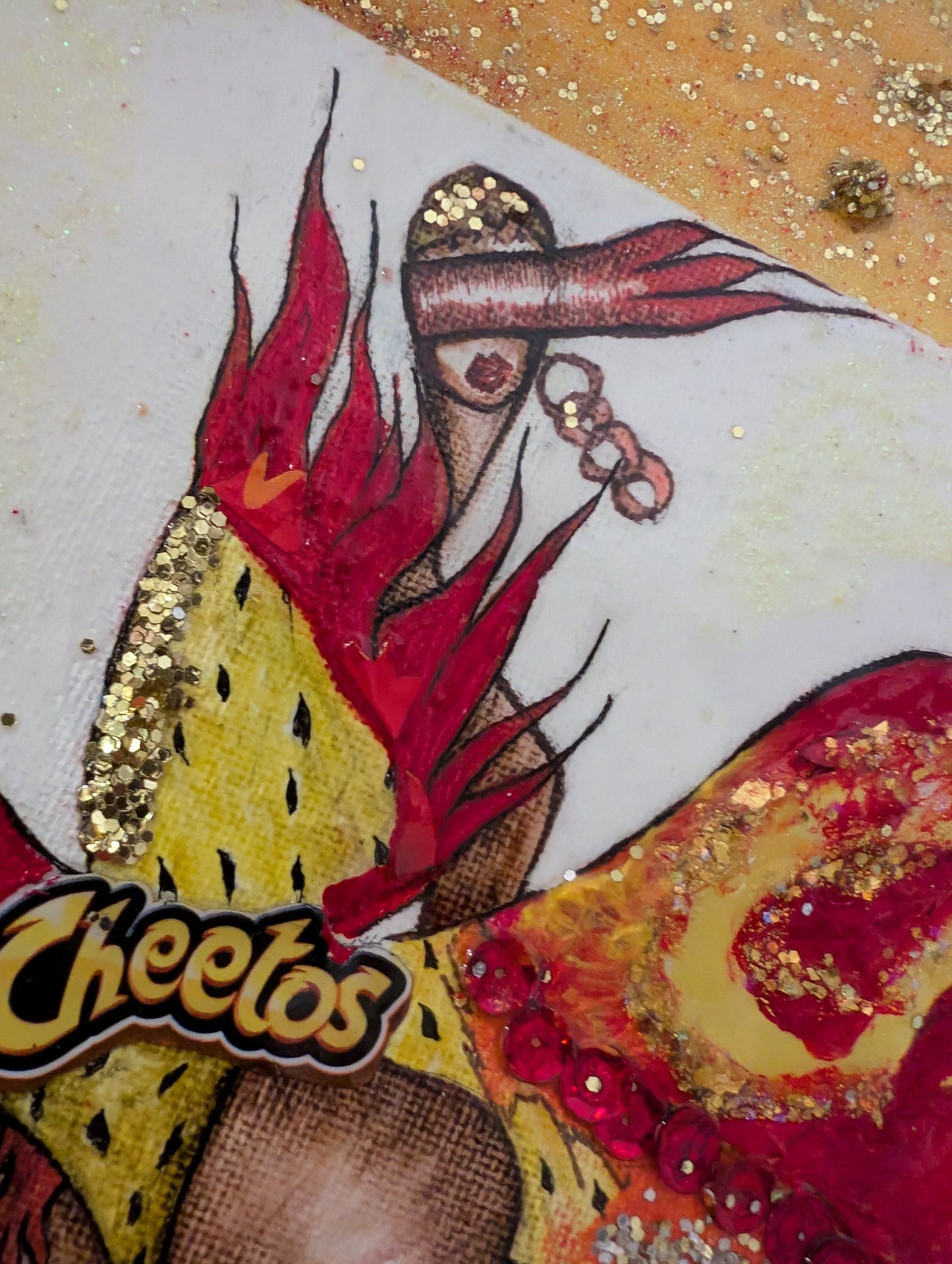 Queen Cheeta – Cheetos Wrapper Mixed Media Art | 7 Queens by AYA by DK