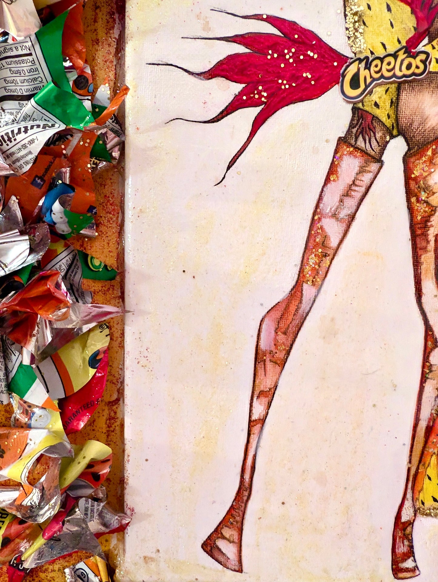 Queen Cheeta – Cheetos Wrapper Mixed Media Art | 7 Queens by AYA by DK